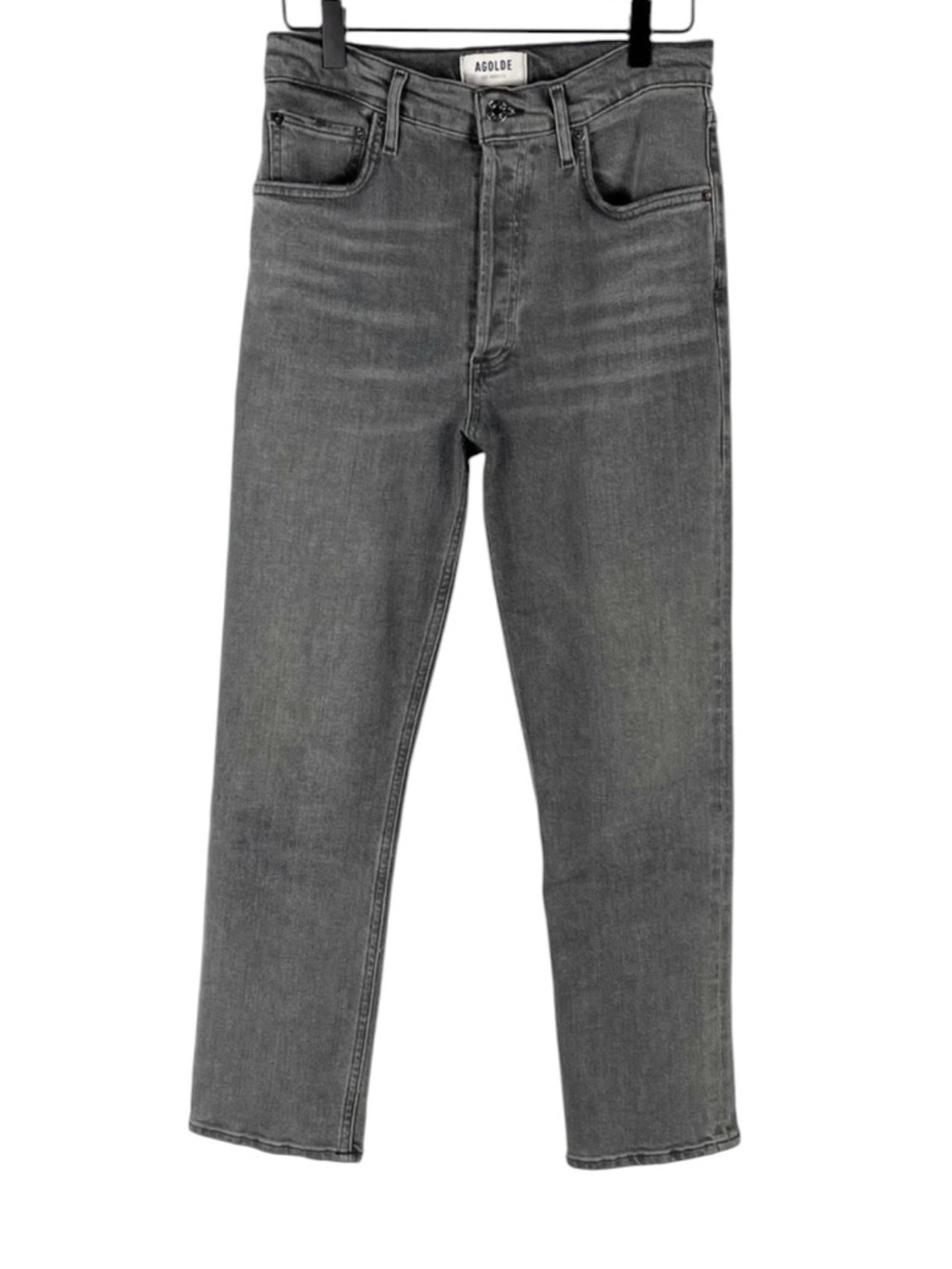 Agolde Riley Jeans Gray Button Fly Ankle Cropped High Rise Straight
Leg Sz 28 - Picture 3 of 7